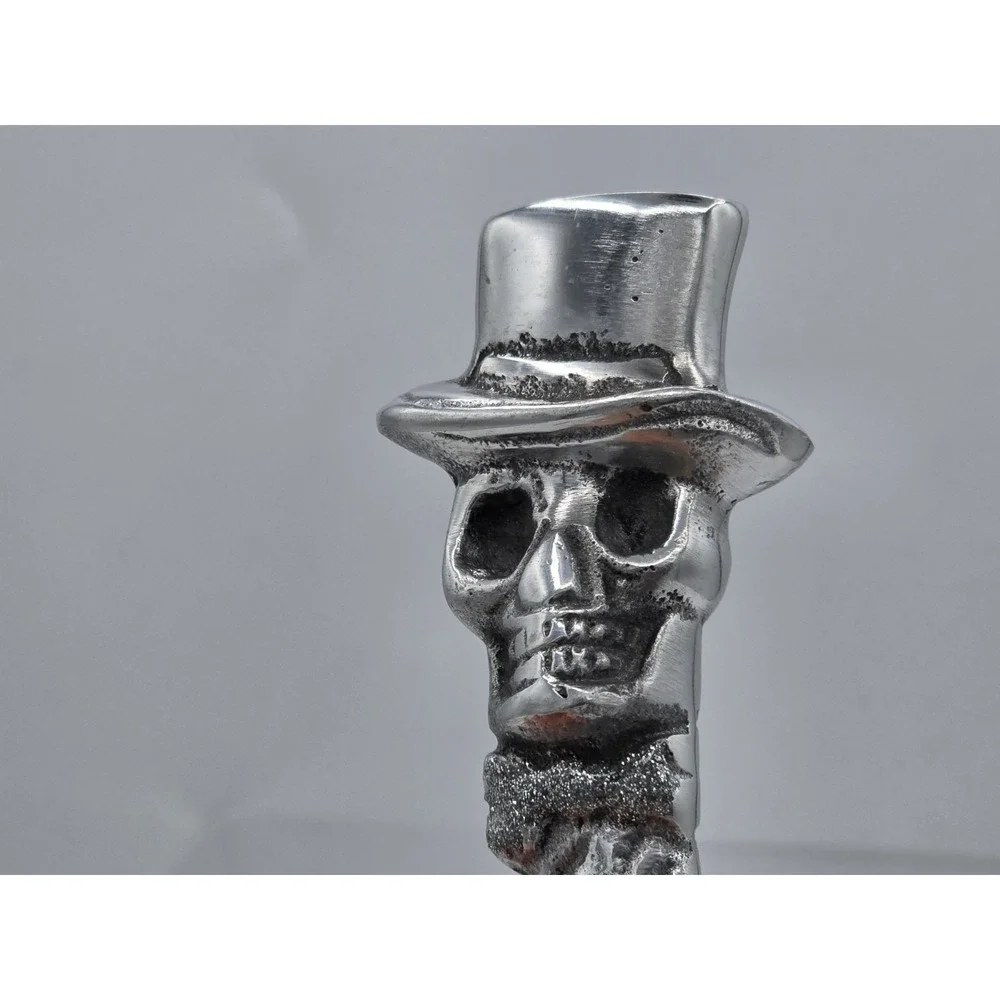 Vtg Aluminum Poker Skeleton Top Hat Beer Bottle Opener‎ Skull - Nice!